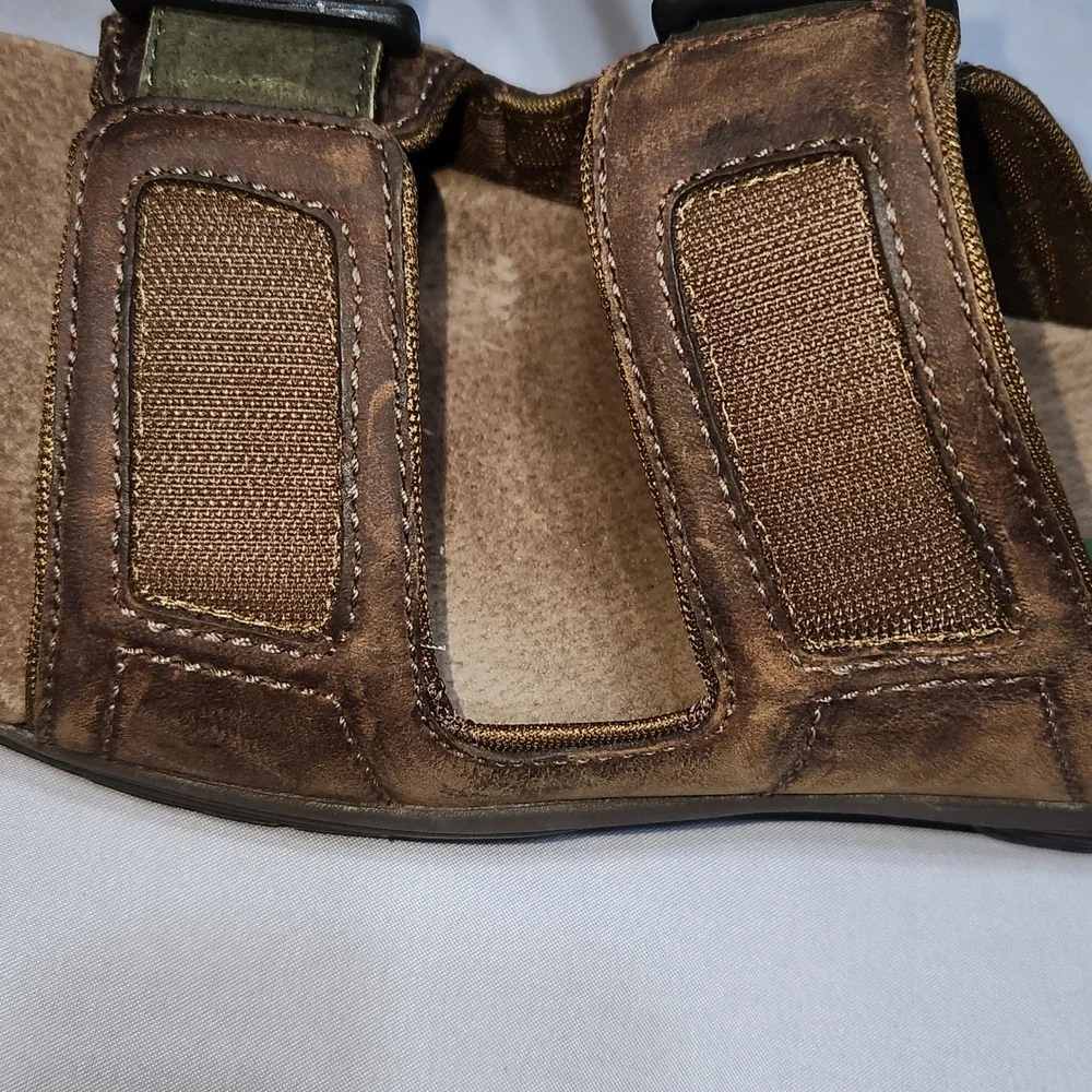 Dunham Men's Brown Leather Slide Sandals Adjustable Straps Size 13 D MCR444BR
